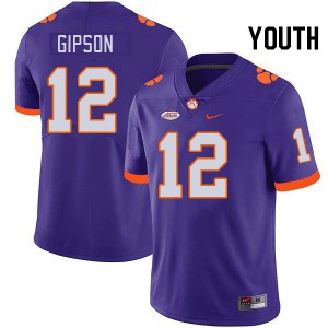 Youth Corian Gipson Purple Clemson University College Football #12 Jersey 896914-543