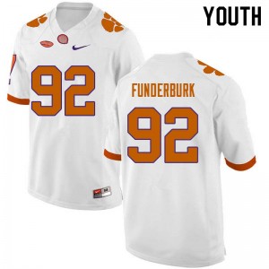 Youth Daniel Funderburk White Clemson Tigers College Football #92 Jersey 784337-420