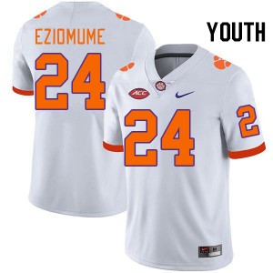 Youth David Eziomume White Clemson National Championship College Football #24 Jersey 696934-752