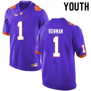 Youth Demarkcus Bowman Purple Clemson University College Football #1 Jersey 710751-761