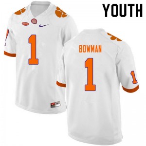 Youth Demarkcus Bowman White Clemson University College Football #1 Jersey 126287-378