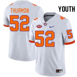 Youth Elyjah Thurmon White Clemson University College Football #52 Jersey 399085-434