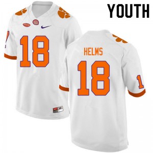 Youth Hunter Helms White Clemson National Championship College Football #18 Jersey 837141-775