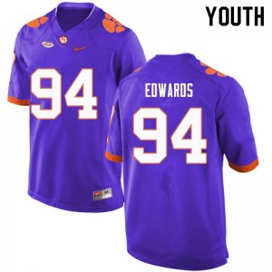Youth Jacob Edwards Purple Clemson Tigers College Football #94 Jersey 866788-795