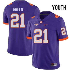 Youth Jarvis Green Purple Clemson College Football #21 Jersey 193456-528