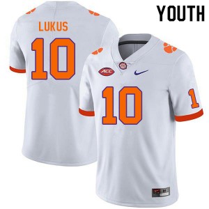 Youth Jeadyn Lukus White Clemson Tigers College Football #10 Jersey 116464-518