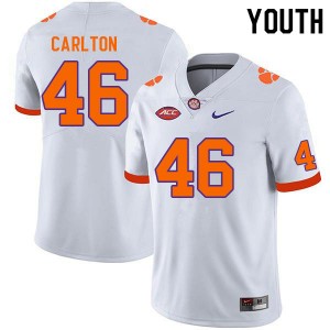 Youth Jesiah Carlton White Clemson University College Football #46 Jersey 993098-442