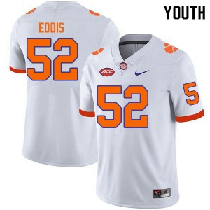 Youth Joey Eddis White Clemson Tigers College Football #52 Jersey 956392-530
