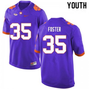 Youth Justin Foster Purple Clemson National Championship College Football #35 Jersey 838786-583