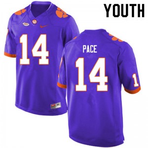 Youth Kobe Pace Purple Clemson National Championship College Football #14 Jersey 792502-386