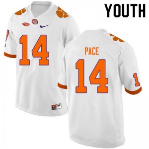 Youth Kobe Pace White Clemson College Football #14 Jersey 554241-449