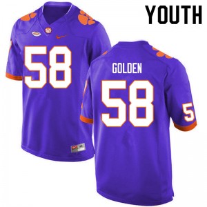 Youth Maddie Golden Purple Clemson Tigers College Football #58 Jersey 485003-973
