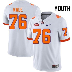 Youth Mason Wade White Clemson Tigers College Football #76 Jersey 745350-635