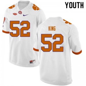 Youth Matthew King White Clemson College Football #52 Jersey 164843-238