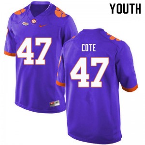 Youth Peter Cote Purple Clemson National Championship College Football #47 Jersey 696621-117