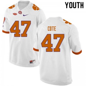 Youth Peter Cote White Clemson Tigers College Football #47 Jersey 339474-181