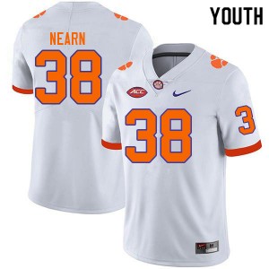 Youth Peter Nearn White Clemson Tigers College Football #38 Jersey 320930-679