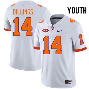 Youth Rob Billings White Clemson Tigers College Football #14 Jersey 868152-926