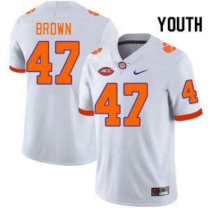 Youth Sammy Brown White Clemson Tigers College Football #47 Jersey 782706-262