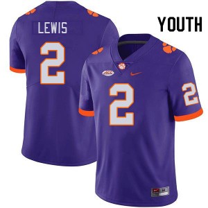Youth Shelton Lewis Purple Clemson Tigers College Football #2 Jersey 115432-371