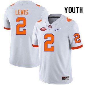 Youth Shelton Lewis White Clemson College Football #2 Jersey 376082-424