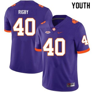 Youth Tristen Rigby Purple Clemson College Football #40 Jersey 217759-130