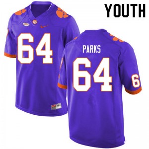 Youth Walker Parks Purple Clemson National Championship College Football #64 Jersey 858316-198