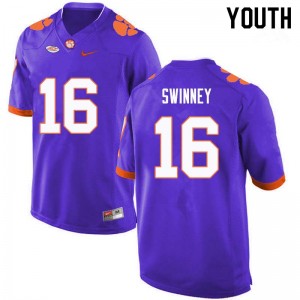 Youth Will Swinney Purple Clemson University College Football #16 Jersey 448720-427