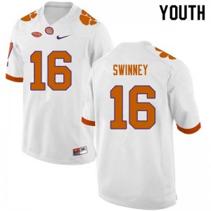 Youth Will Swinney White Clemson Tigers College Football #16 Jersey 562151-897