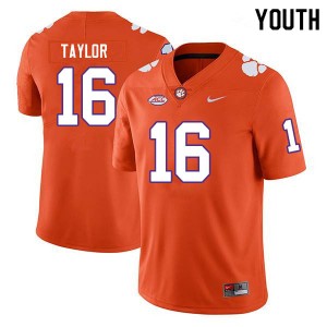 Youth Will Taylor Orange Clemson National Championship College Football #16 Jersey 665842-520