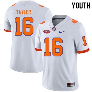 Youth Will Taylor White Clemson National Championship College Football #16 Jersey 870476-223