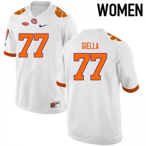 Women Zach Giella White Clemson College Football #77 Jersey 141862-461